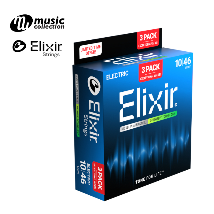 Elixir® Optiweb สายกีตาร์ไฟฟ้า เบอร์ 10 แบบนิกเกิล (Light, .010 - .046) (3-Pack) #16572