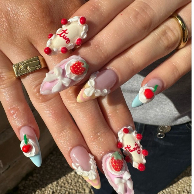 🌷เล็บเจลลายขนมเค้ก nails - Cake set 🎂🎉