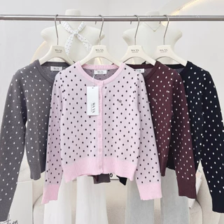 Polkadot cardigan เสื้อคาร์ดิแกนไหมพรม แขนยาว ลายจุด แต่งอะไหล่เงิน เนื้อผ้าถัก KN.Clothes