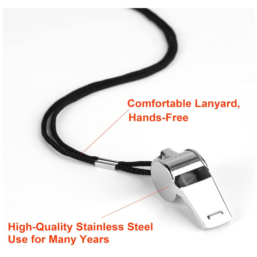 P&P Sport นกหวีดสแตนเลสพร้อมสายคล้อง เสียงดัง เหมาะสำหรับโค้ช ผู้ตัดสิน กีฬา - รูปที่ 3