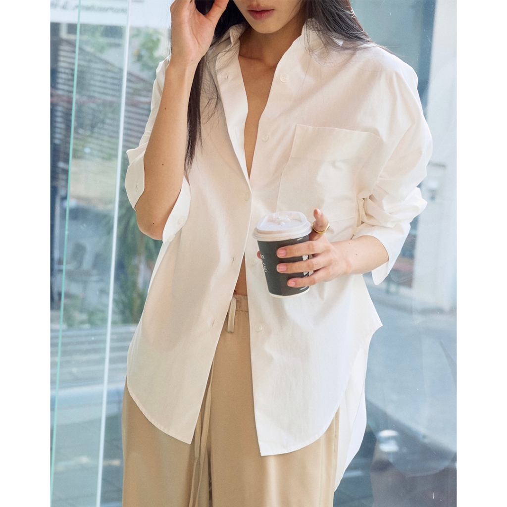 (Best Seller) Late morning shirt | off-white เชิ้ตโอเวอร์ไซส์