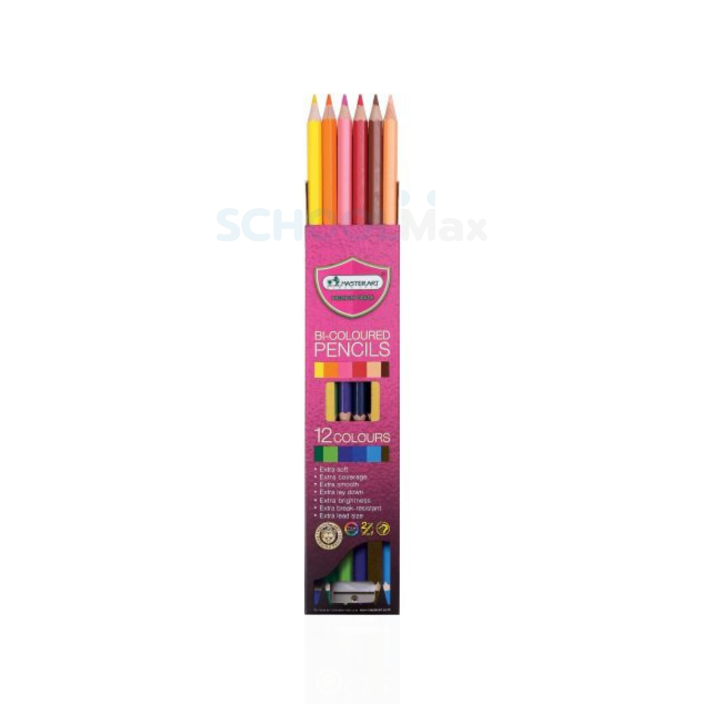 สีไม้ BI-Colored 2หัว ดินสอสีนุ่มลื่น Premium 12สี 24สี 36สี จาก Master art / แพ็ค