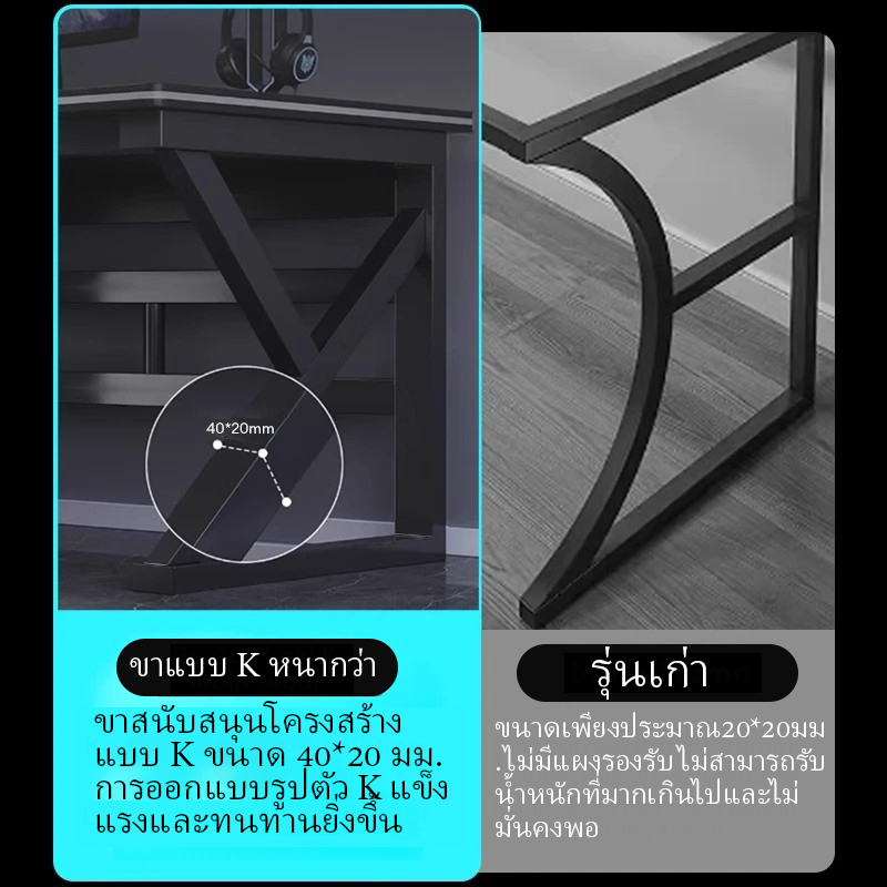 โต๊ะคอม โต๊ะเกมมิ่ง 140/120/100CM โต๊ะวางคอม ขาโลหะแข็งแกร่งรุ่นพิเศษ ใช้ได้ทั้งในห้องนอนและสถานที่ - รูปที่ 5