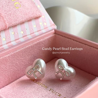 Pinch Candy Pearl Studs Stud Earrings ต่างหูมุกประดับโบว์