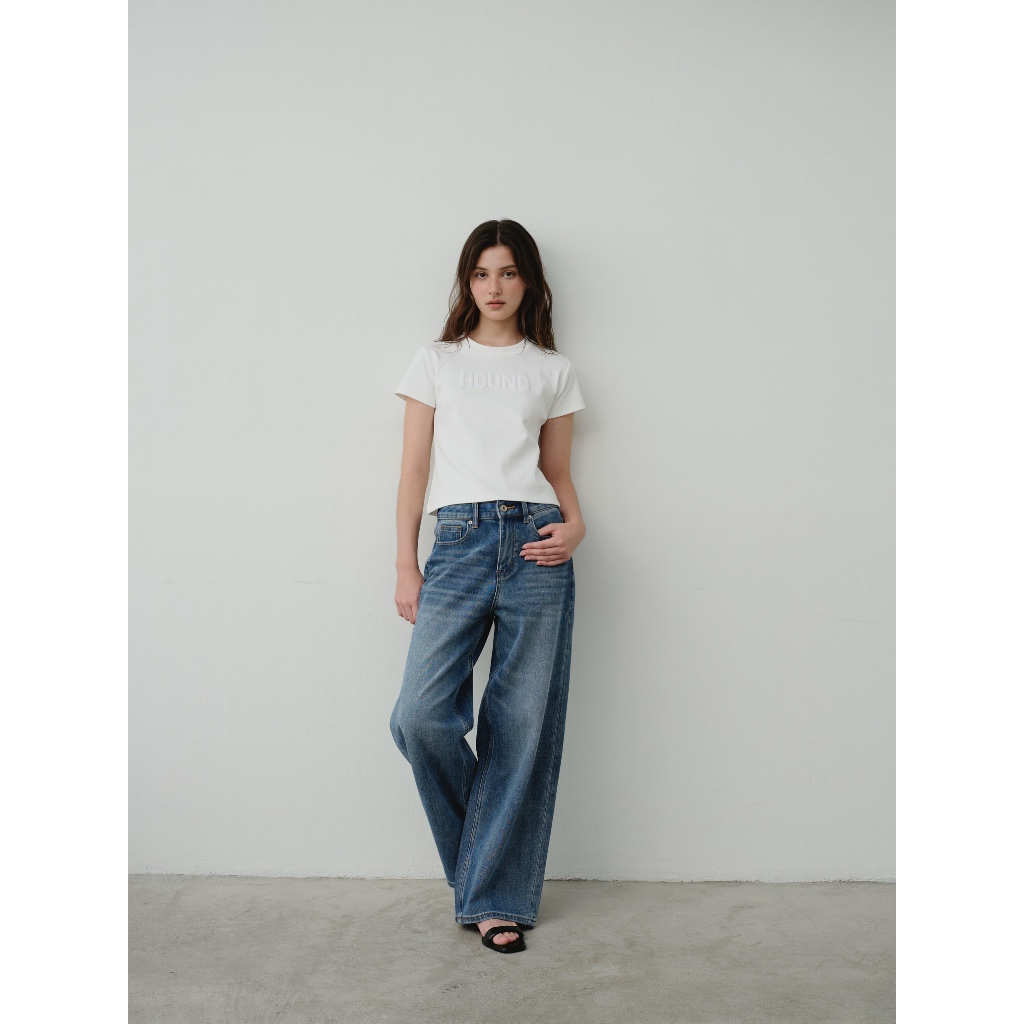 (สินค้าพร้อมส่ง) Hounddown - Soft Edge Baggy Jeans กางเกงยีนส์เอวต่ำ ผ้านุ่มมาก