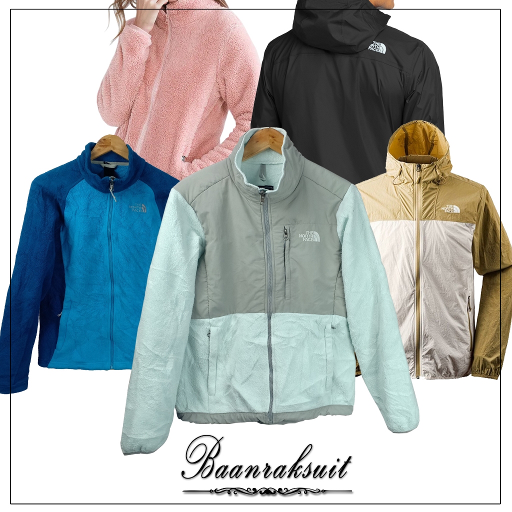 เสื้อกันหนาวขนแกะ ขนฟรีส กันลม เดินป่า the North Face มือสอง