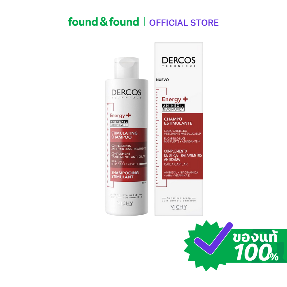 Vichy Dercos Shampoo Energisant 200ml แชมพูลดผมร่วง บำรุงผม found & found