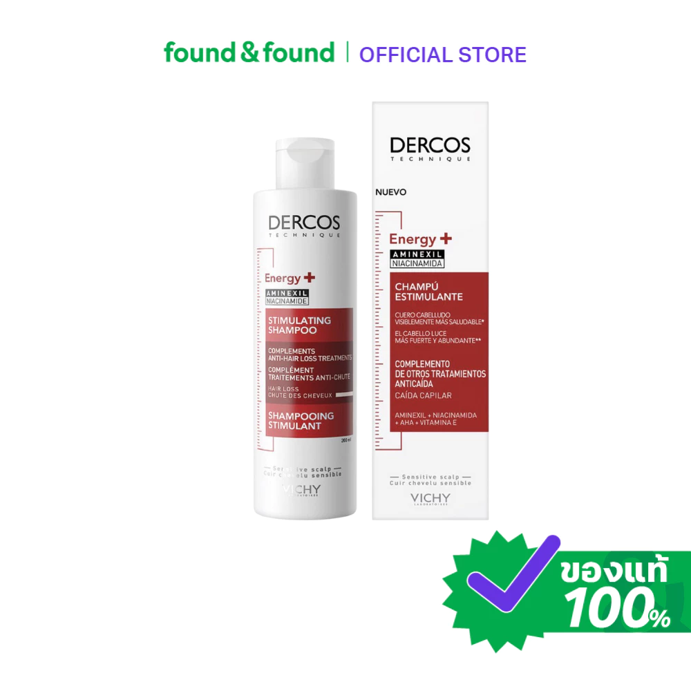 Vichy Dercos Shampoo Energisant 200ml แชมพูลดผมร่วง บำรุงผม found & found