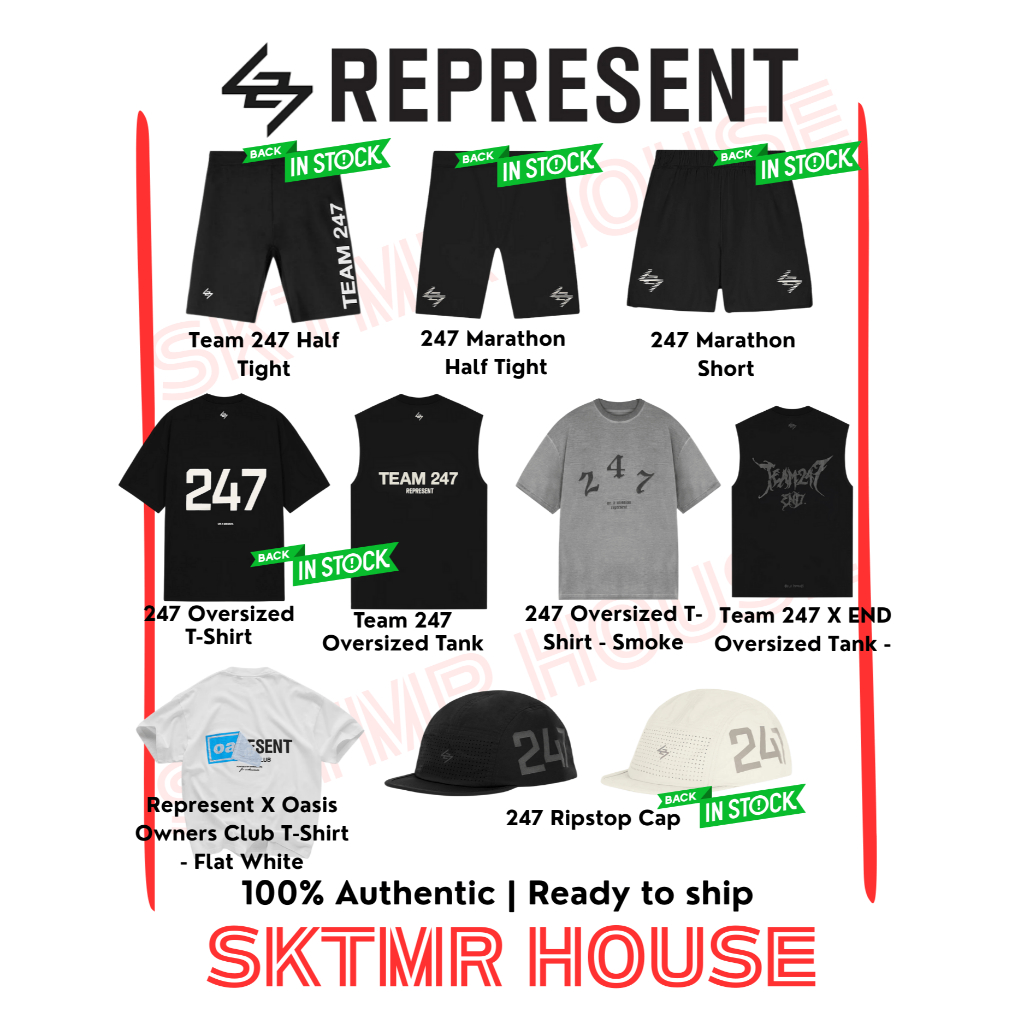 [พร้อมส่ง]  247 Represent T-Shirt | CAP | 2 in 1 | Half Tight | หมวก/รัดกล้ามเนื้อ/กางเกงวิ่ง
