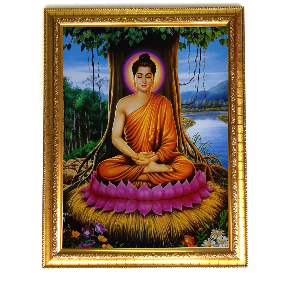 กรอบรูปพระพุทธเจ้าตรัสรู้  กรอบและรูป 18*23นิ้ว   เสริมฮวงจุ้ย เจริญรุ่งเรือง เสริมโชคลาภ  หน้าที่การงาน มั่ง มี ศรี สุข
