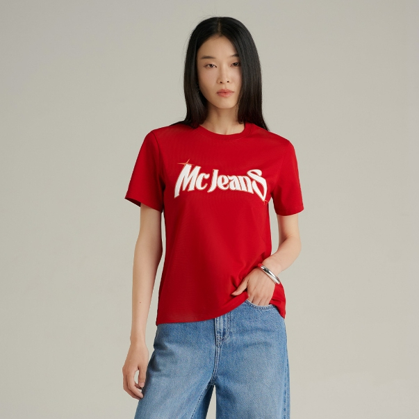 Mc JEANS Online Exclusive เสื้อยืดแขนสั้นผู้หญิง คอกลม MTTZB26