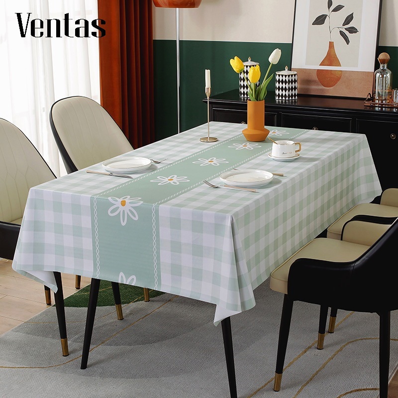 Ventas [รุ่นพรีเมียม] ผ้าปูโต๊ะ PVC หนา คุณภาพสูง กันน้ำ กันน้ำมัน ทนทาน ลายสก๊อตสไตล์นอร์ดิก
