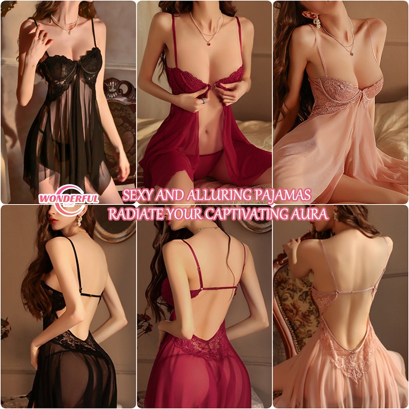 Wonderful Night💘💘sexy ชุดนอน ชุดล่อลวง ผ้าบางพร้อมโครงดันทรงใส่สวย ตะขอหน้าเปิดหลัง พร้อมส่ง
