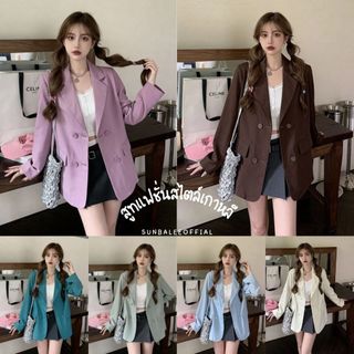 SUIT-35🍕สูทผู้หญิงทรงหลวม เสื้อเบลเซอร์แฟชั่น ใส่ทำงาน สไตล์เกาหลี กระดุม 4เม็ด ใส่คลุม สำหรับผู้หญิง ผ้านิ่ม ใส่สบาย 🍕