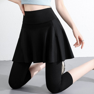 โปรงออกกำลังกาย กางเกงโยคะฟิต เอวสูงเก็บหน้าทอง ผ้าใส่สบาย