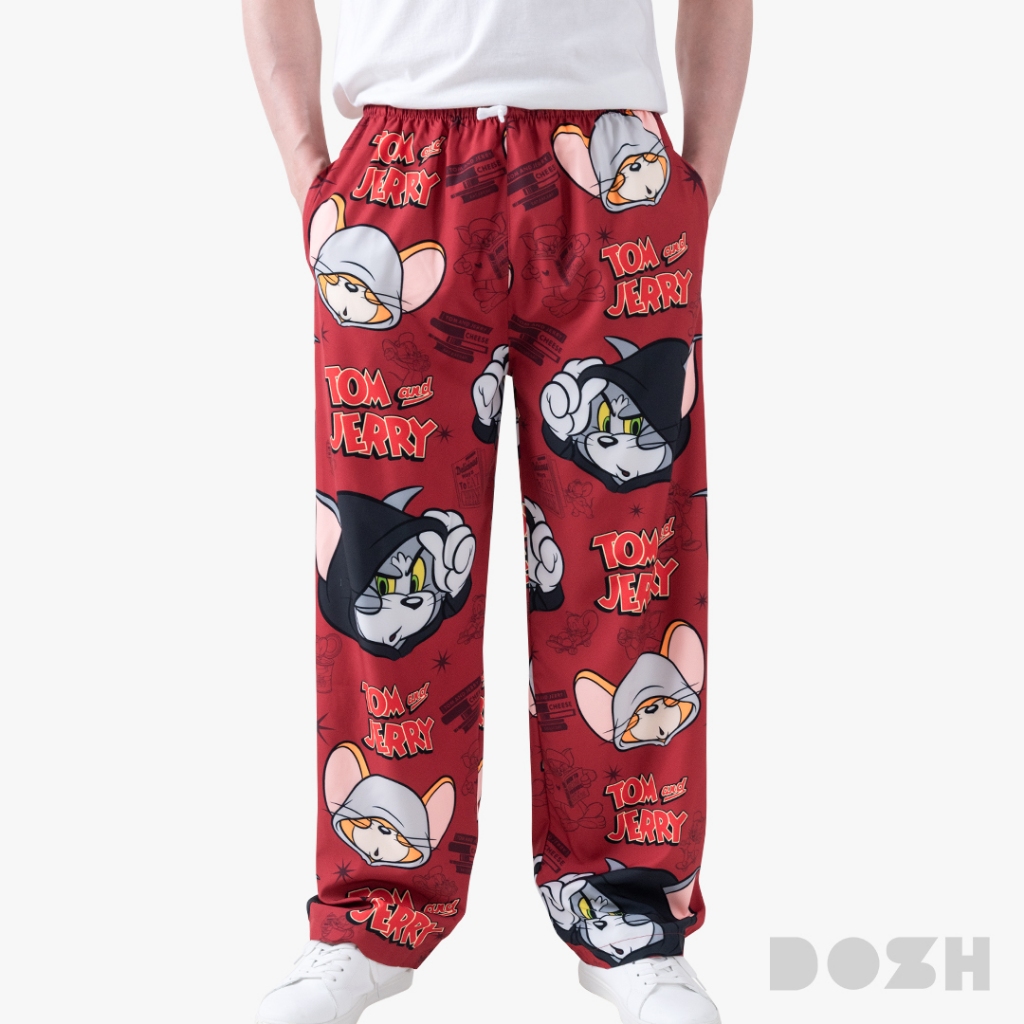 DOSH MEN'S LAY PANTS TOM AND JERRY กางเกงเลผ้าไหมอิตาลีผู้ใหญ่ DTJML5000-RE (XS-XL)
