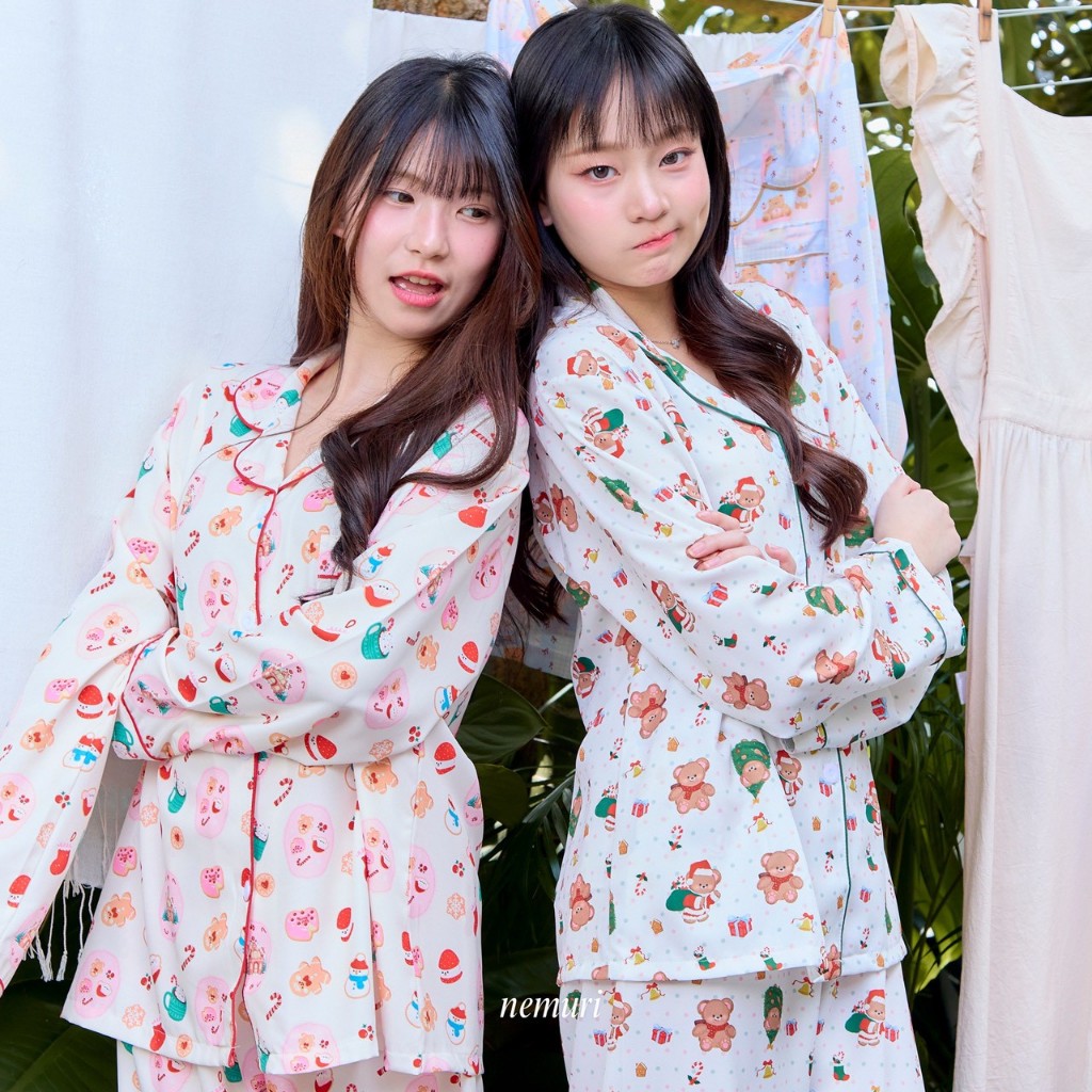 Christmas collection Nemuri pajamas ชุดนอนผู้หญิง ชุดนอนแขนสั้น ชุดนอนแขนยาว ลายน่ารัก ฟรีไซส์ รูปที่ 4