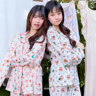 Christmas collection Nemuri pajamas ชุดนอนผู้หญิง ชุดนอนแขนสั้น ชุดนอนแขนยาว ลายน่ารัก ฟรีไซส์