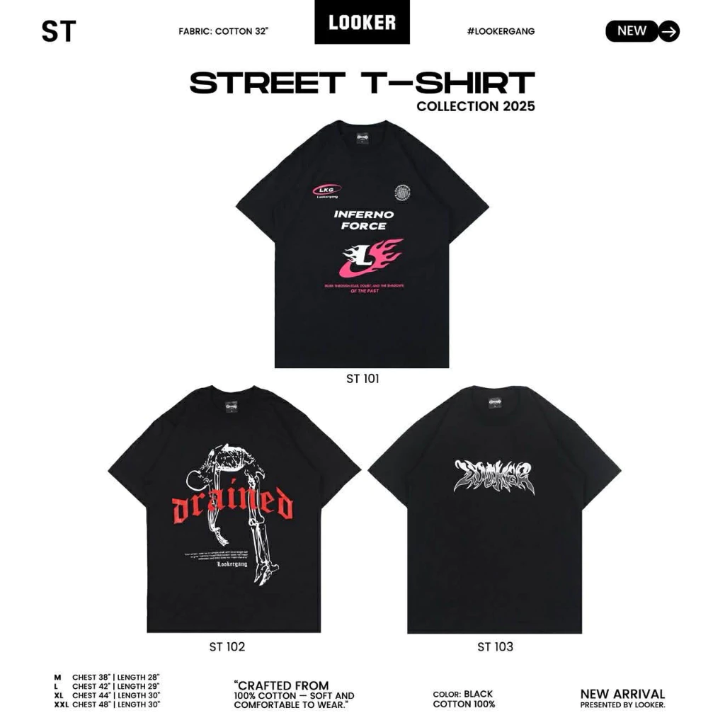 LOOKER - เสื้อยืดสกรีน (สีดำ)V.1 M/L/XL/XXL