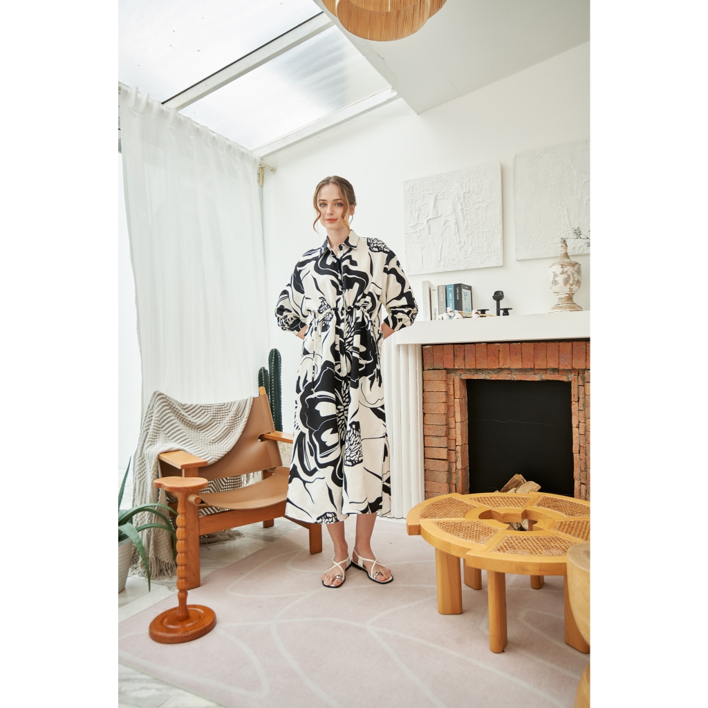 TANGO TANGERINE - DIA DRESS  เดรสเชิ้ตแขนยาว