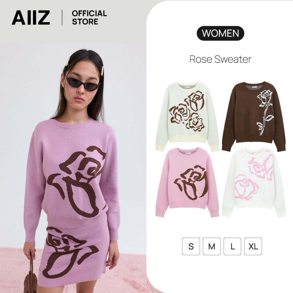 AIIZ เสื้อสเวตเตอร์ผู้หญิงผ้าถักทอลาย AIIZ Women's Rose Sweater