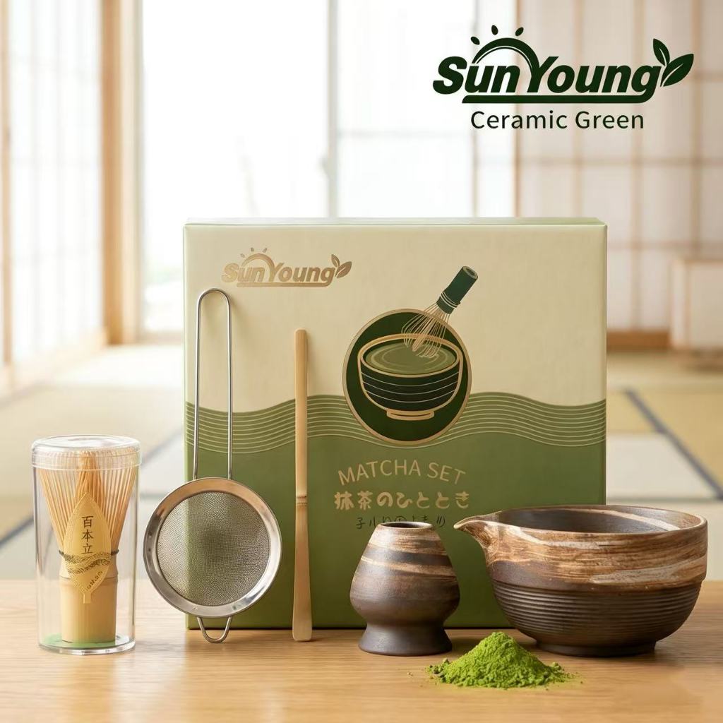 🍵【Premium】ชุดชามัทฉะญี่ปุ่นแท้ 5 ชิ้น  Matcha bowl งานคราฟต์ระดับมาสเตอร์ จากญ ถ้วยชงชาเขียว ถ้วยชงมัทฉะ ชุดชงมัทฉะ