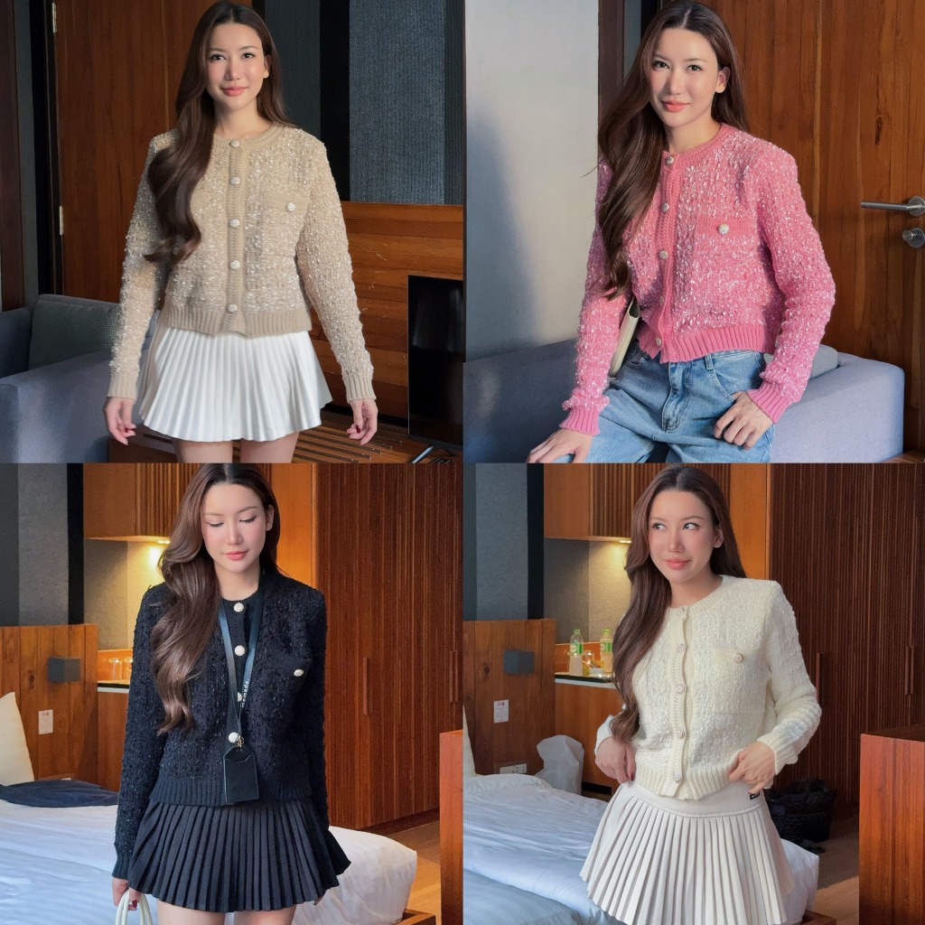 memade. เสื้อไหมพรม คาดิแกน ทอทวีต Tweed cardi