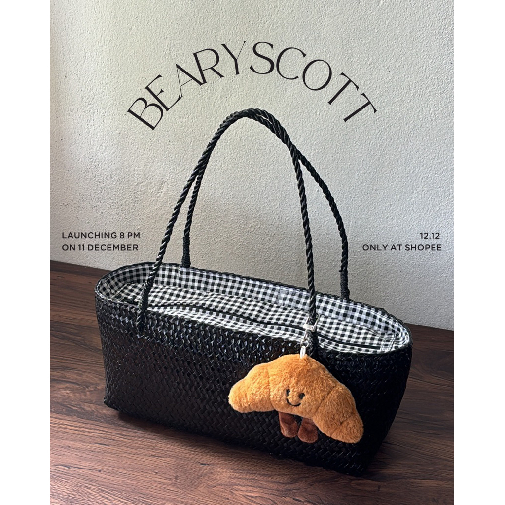 รอบส่ง 31 พ.ค.ค่ะ FLIN BEARY SCOTT กระเป๋าสานบุผ้าลายสก๊อต
