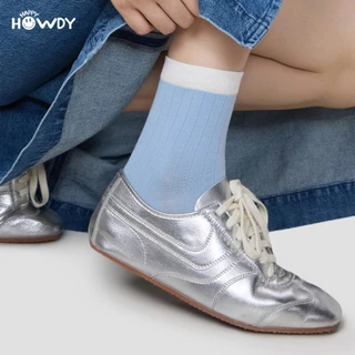 HappyHowdy ถุงเท้าไร้ตะเข็บ ลดกลิ่นอับ รุ่น TwoTone Premium Cotton นุ่มพิเศษ ระบายอากาศดี ขอบไม่ย้วย