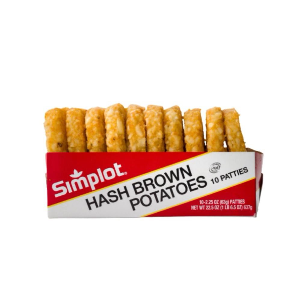 Simplot Hash Brown Patties(10 pieces/pack) 5X638g.-แฮชบราวน์แช่แข็งพร้อมปรุง(10ชิ้น/แพ็ค) 5×638กรัม.