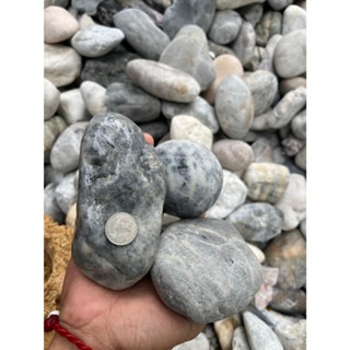 หินกรวด หินแต่งสวน หินแม่น้ำ สีฟ้าเทาจัมโบ้ คละสี น้ำหนัง 6-…