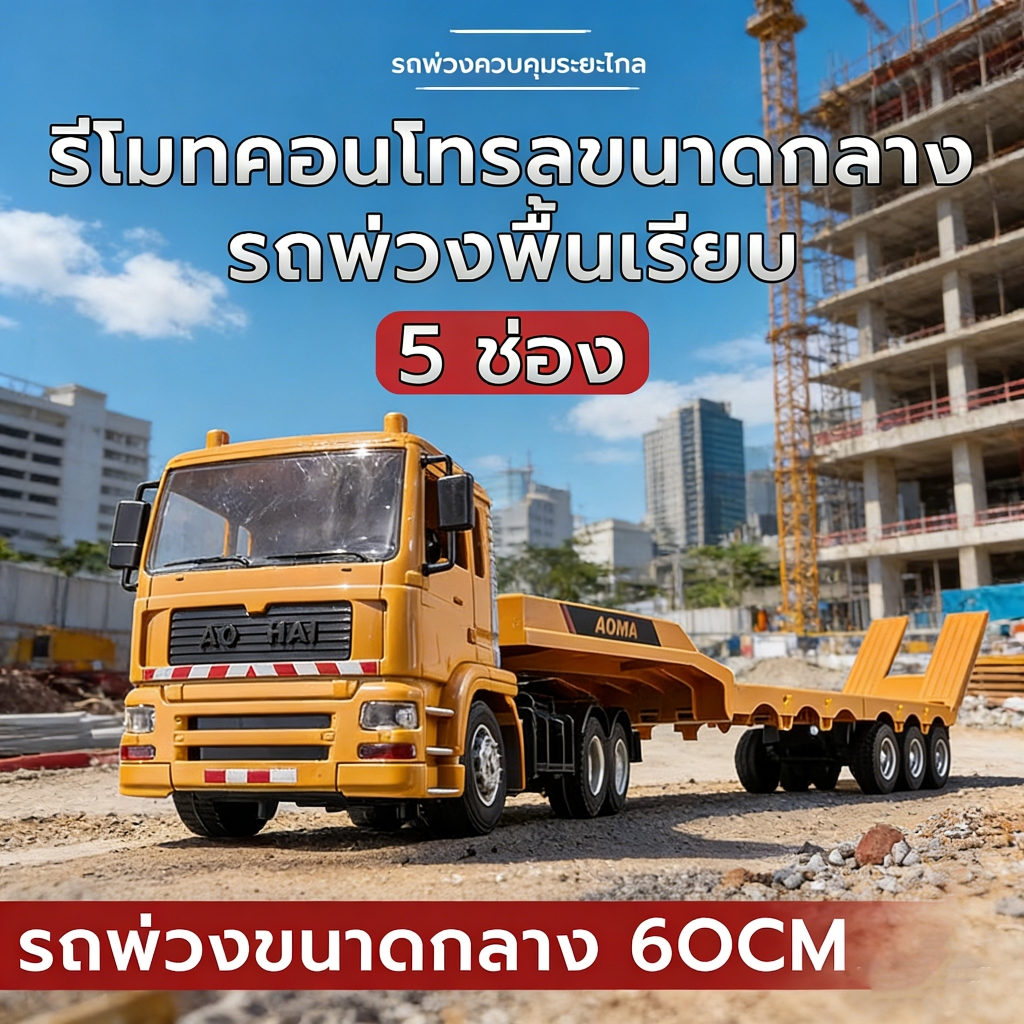 รถบังคับ สเกล1:24 2.4G รถบรรทุก 5CHโมเดลรถพ่วงพื้นเรียบ รถก่อสร้าง รถลากจูง ของเล่นเด็กผู้ชาย