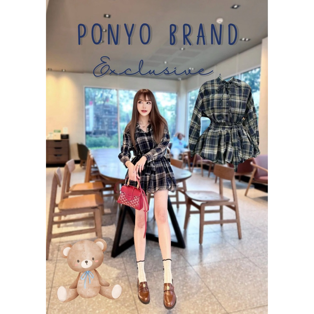 ชุดเซทลายสกอต Ponyo Brand