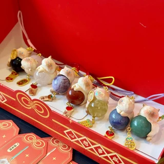 (แบบสุ่ม1จุ่ม/พร้อมส่ง🇹🇭) พวงกุญแจ หินแมว Migo Lucky Meow/Money Come / พวงหิน Fortune Rich Series