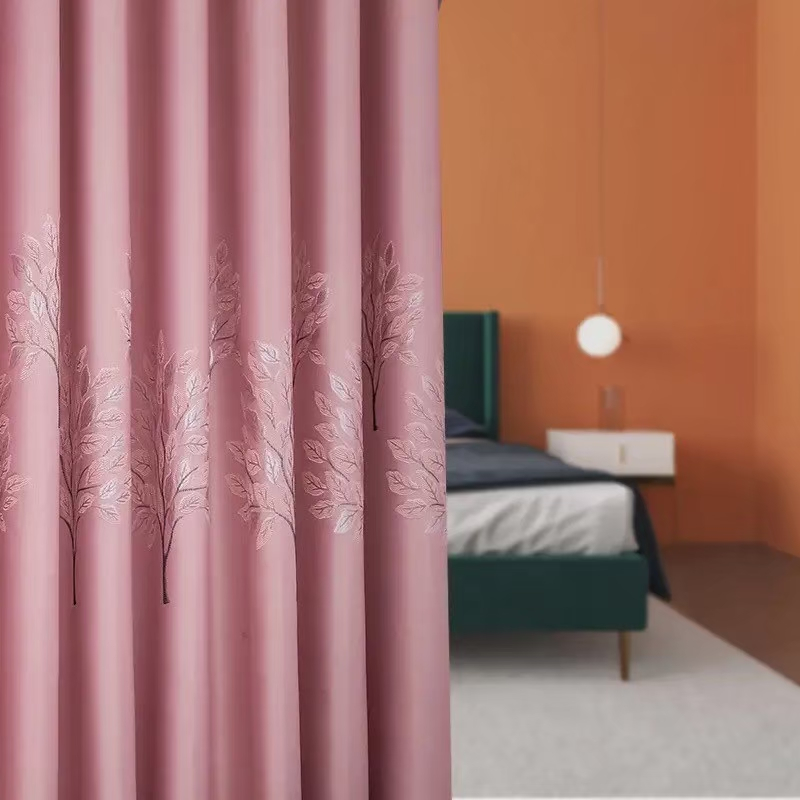 แนะนำ ผ้าม่าน ผ้าม่านห่วงตาไก่ กั้นห้อง กั้นแอร์ กันแดด ทึบแสง ปักลายต้นไม้ ม่านหน้าต่าง/ประตู มีหลายสี ราคาพิเศษ มีเก็บเงินปลายทาง