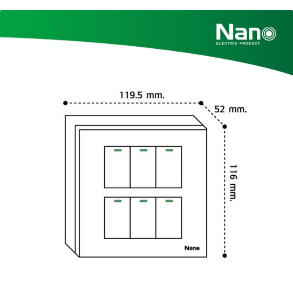 NANO ชุดฝา 6 ช่อง 6 สวิตช์ และบล็อกลอยขนาด 4*4 นิ้ว Classic Series สีดำ รุ่น CS111111-BB ราคา ถูกที่สุด ดีลบีเคเค แกลเลอรีภาพที่ 5