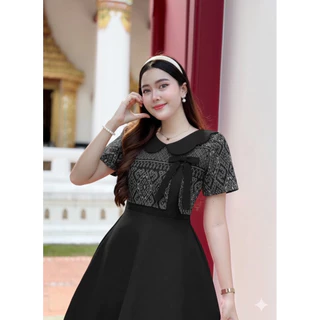 PIRA DRESS เดรสผ้าฝ้าย ทอลาย งานอัดกาวทั้งชุด