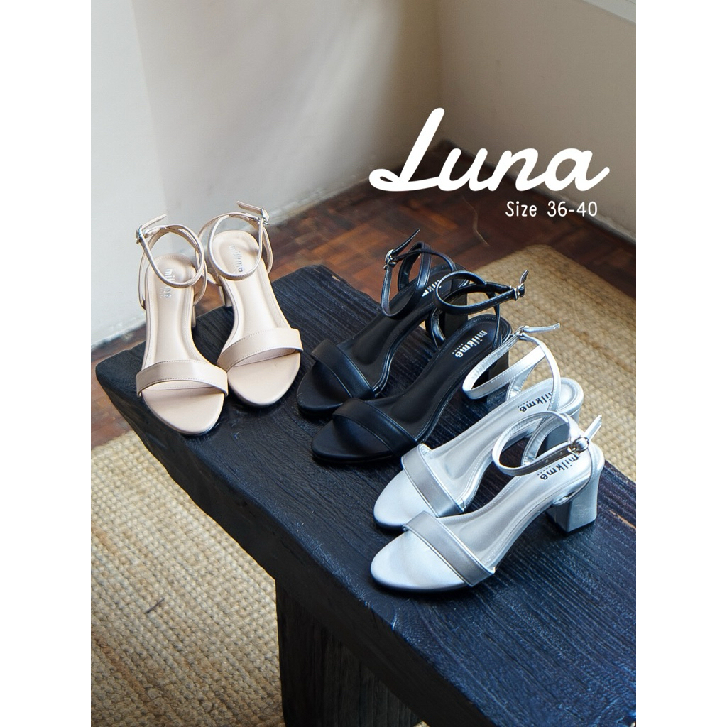 MILKMEshoes รองเท้าส้นสูงผู้หญิง รุ่น LUNA สูง 3 นิ้ว สายรัดส้น หนังนิ่มมาก ใส่สวยทุกโอกาส แมทช์ง่าย