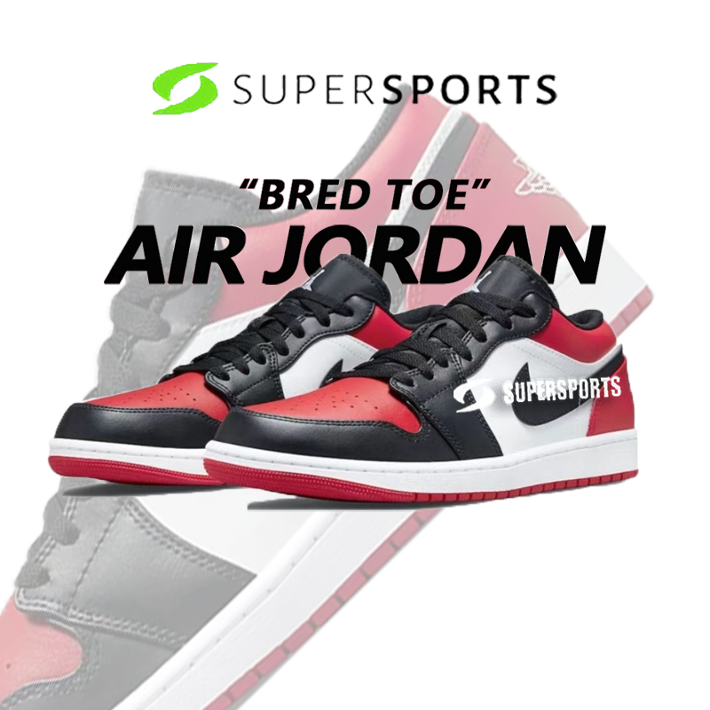 🌸ประกันของแท้🌸 Air Jodan 1 low bred toe รองเท้าผ้าใบหุ้มส้นต่ำ แบบยูนิเซ็กส์ 553558-612