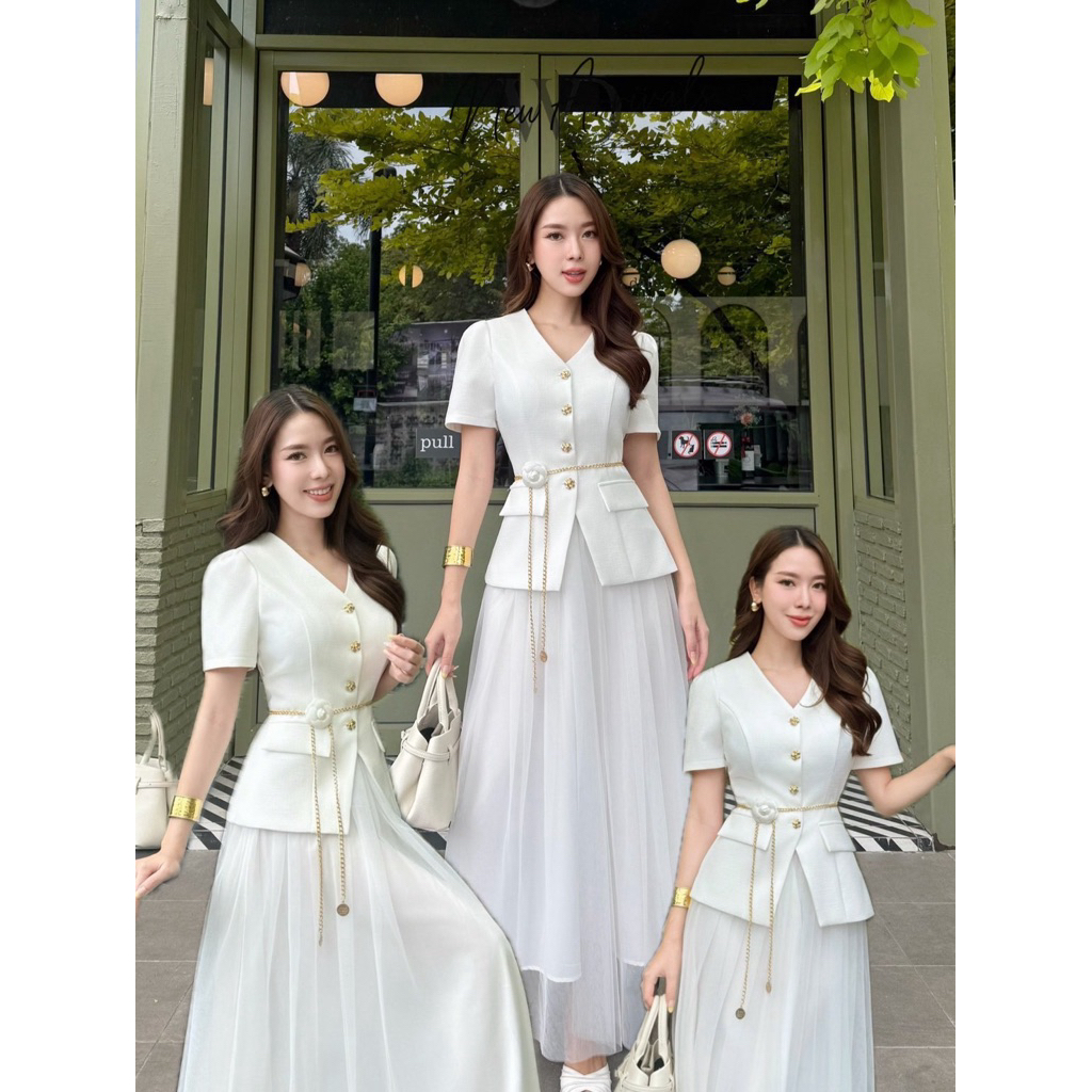 ชุดเรียบสวย ชุดไปงานสีขาว สีดำ Winelada - รูปที่ 6