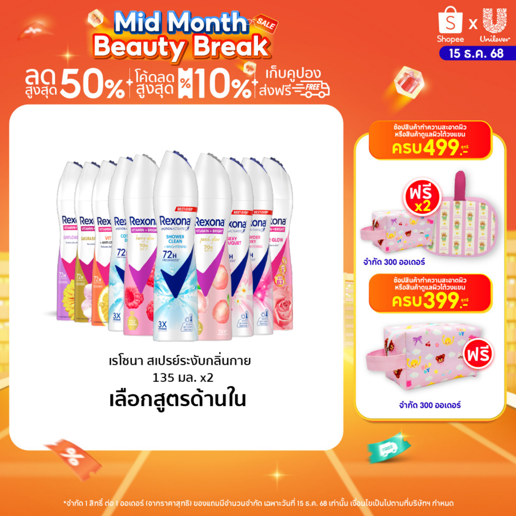 เรโซนา สเปรย์ระงับกลิ่นกาย  แพ็คคู่ 135 มล. Rexona Deodorant Spray 135 ml Twin pack (เลือกสูตรด้านใน)
