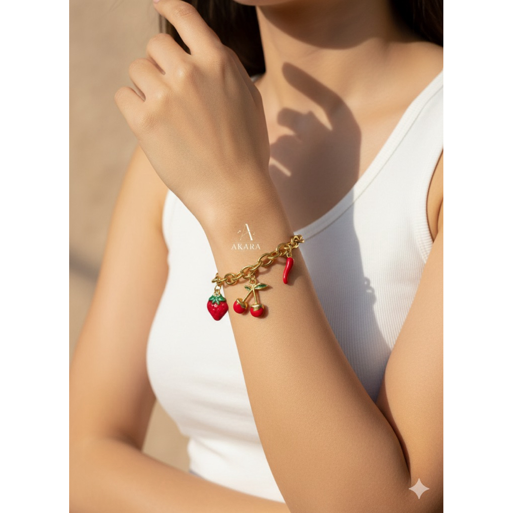 AK-B080 Cherry pop สร้อยข้อมือ Stainless steel ไม่ลอกไม่ดำ