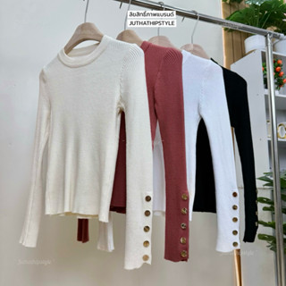 เสื้อไหมพรมแขนยาวกระดุมทอง ฟรีไซต์ อก 32-42นิ้ว