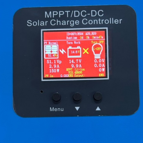 MPPT โซล่าชาร์จเจอร์ DC-To-DC 30A 45A 65A ชาร์จแบต 12v 24v 36v และ 48v ตัวสีฟ้ารุ่นใหม่ล่าสุด ดีกว่า(ไม่มีช่องต่อโหลด)