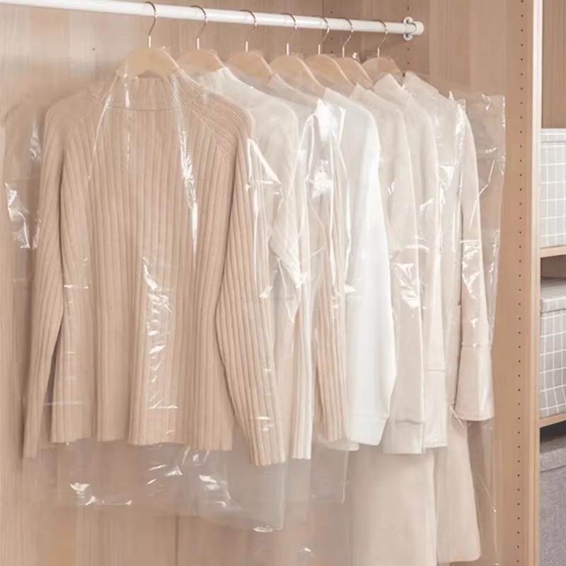 ถุงคลุมเสื้อผ้าพลาสติกใส 1 ชิ้น ป้องกันฝุ่น ใช้แล้วทิ้ง ขนาด 60x90/60x130 ซม.