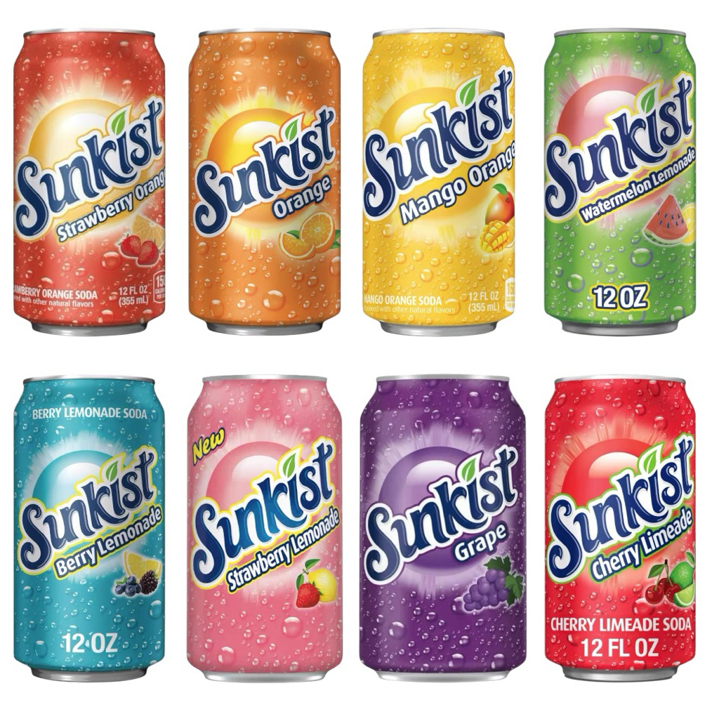 Sunkist Juice Flavor Soda 12 Flavors - 335ml