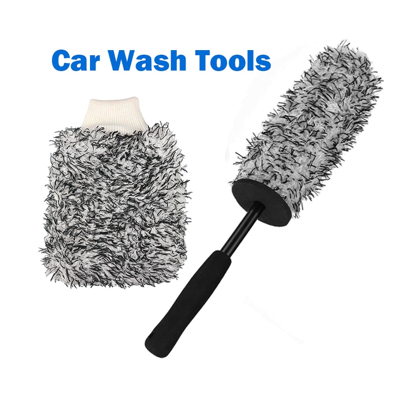 แปรงขัดล้อรถ แปรงล้างรถ ถุงมือล้างรถ ไมโครไฟเบอร์ ชุดทำความสะอาดล้อรถ