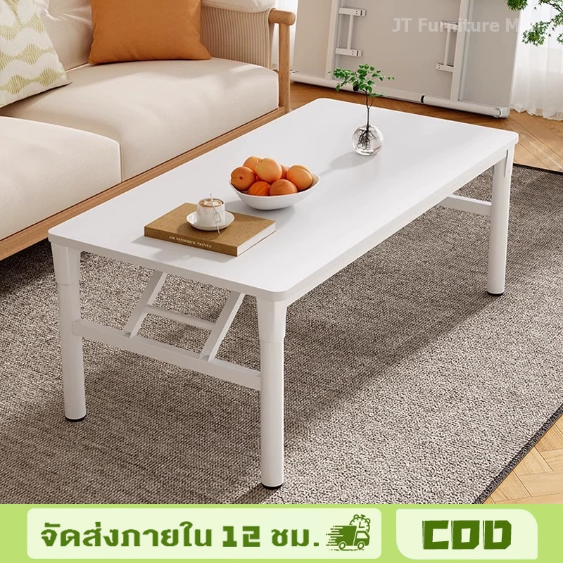 โต๊ะกลางโซฟา 120/100CM โต๊ะพับไม้ ไม่ต้องติดตั้ง โต๊ะกินข้าว ลายหินอ่อน สแตนเลสอย่างดี ขาเหล็กหนา