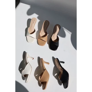 YOURSHOES B74 (เท้าอวบ +เพิ่ม 1ไซส์) / รองเท้าส้นสูง 3 นิ้ว รองเท้าผู้หญิง รองเท้าใส่ทำงาน
