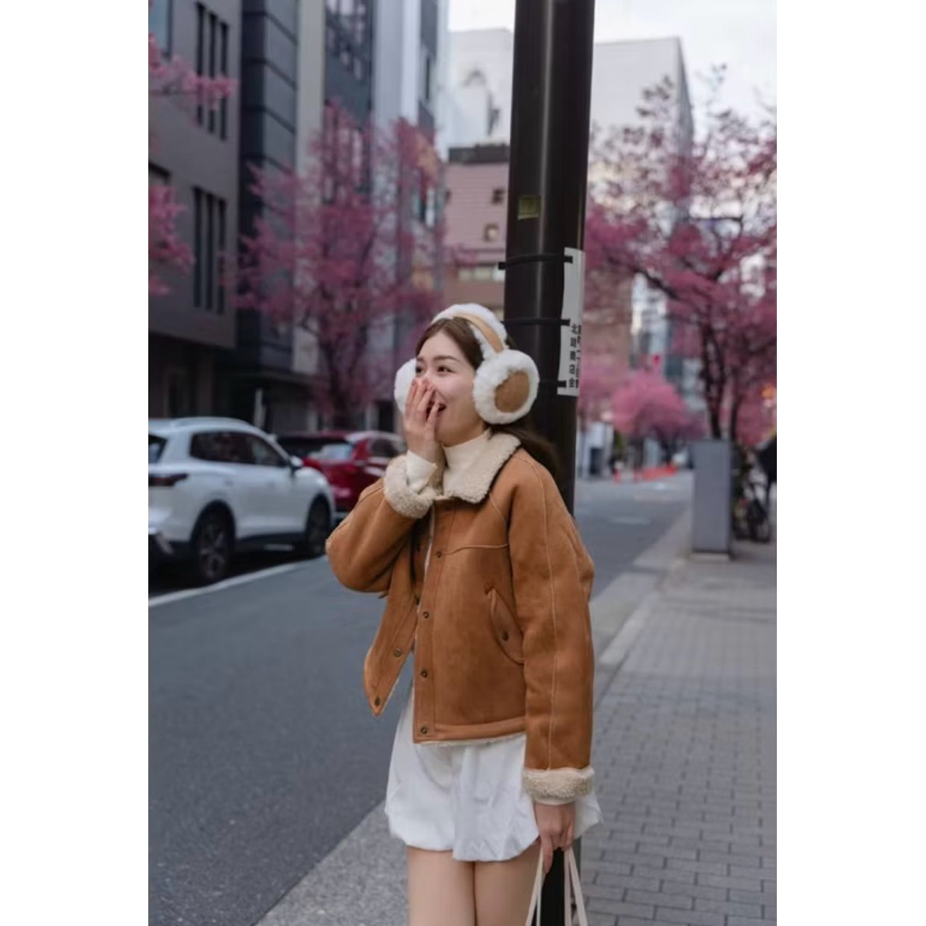 [Used] Mocha Jacket Visa Coat - แจ็คเก็ตหนังกลับบุขนแกะ
